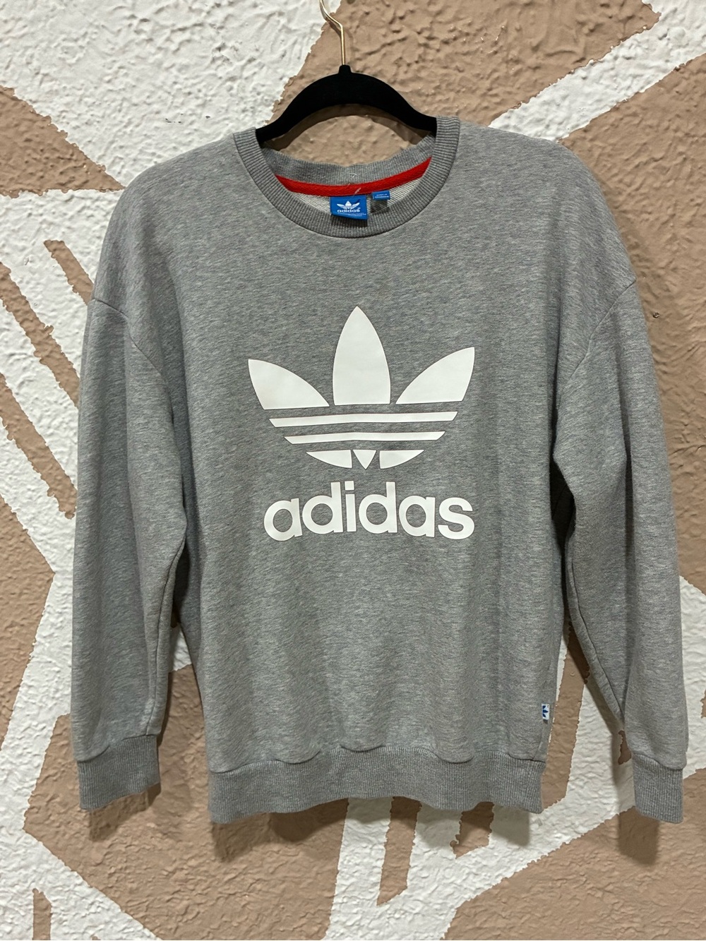 Adidas Gray Crewneck Sweatshirt with White Trefoil